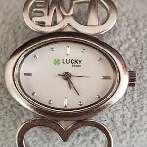 Lucky Brand Women's Watch‎ Brushed Silver Tone Love and Hearts Fresh Battery